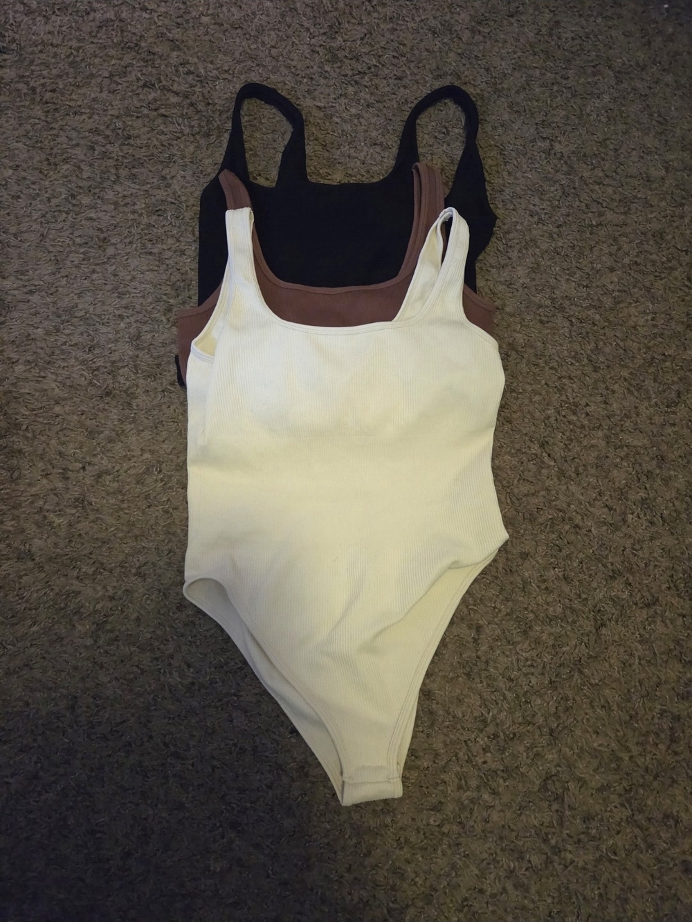 Women's Xl Ribbed Body Suits - Black, Brown, Cream